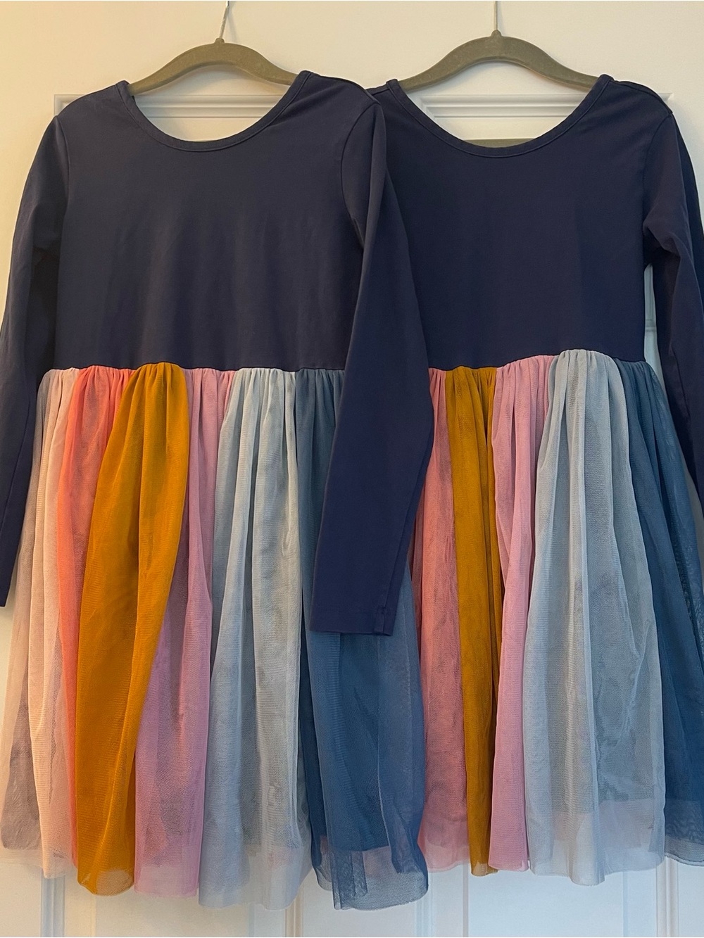 Twins - two Hanna Andersson rainbow tulle dresses 120cm (US 6/7)